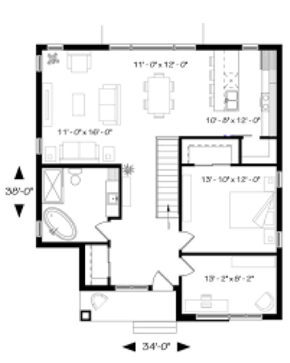 House blueprint, house with first floor master bedroom, house for aging in place, baby boomer home
